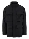 Ferragamo Technical Faille Caban Overcoat In Black