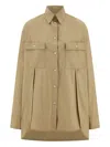 Ferragamo Long Sleeves Panel Shirt In Brown