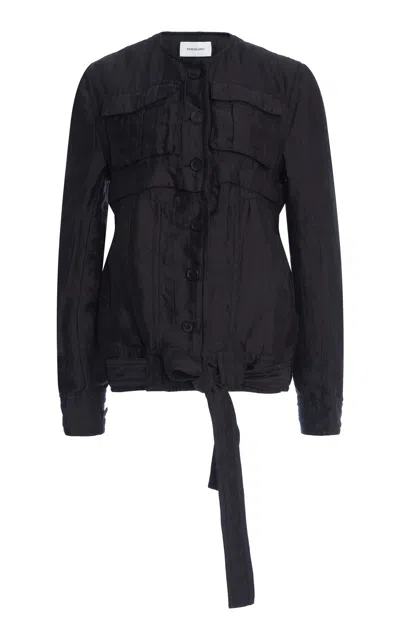 Ferragamo Utility Silk-blend Jacket In Black