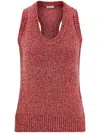Ferragamo V-neck Bouclé Tank Top In Red