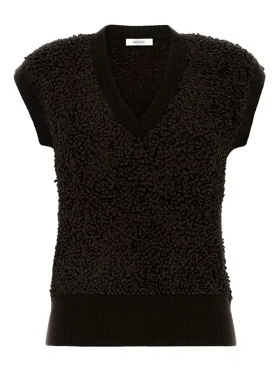 FERRAGAMO V-NECK BOUCLÉ TOP