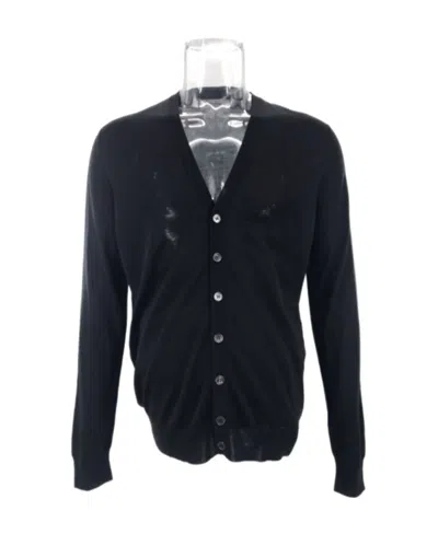 Ferragamo V-neck Button Sweater In Black
