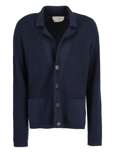 Pre-owned Ferragamo V-neck Cardigan In Blue