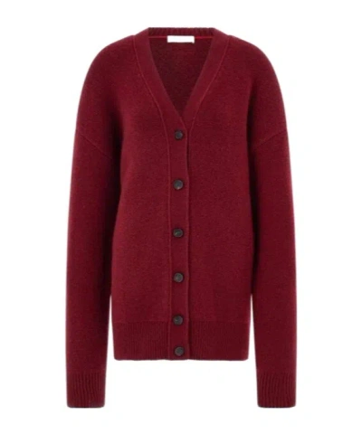 Ferragamo V-neck Cardigan In Bordeaux