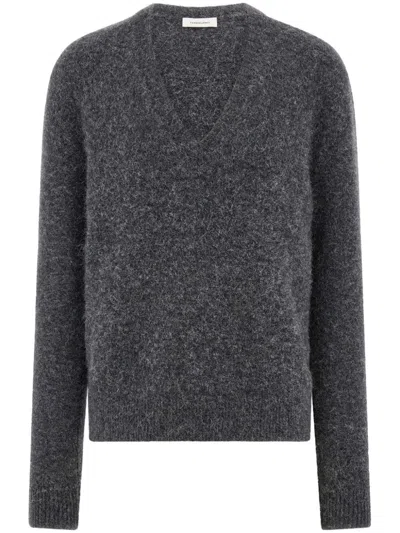 Ferragamo Silk Alpaca And Cashmere Sweater In Grey