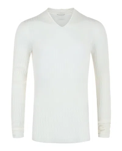 Ferragamo V-neck Knit Sweater In White