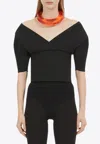Ferragamo V-neck Knitted Top In Black