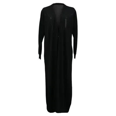 Ferragamo V-neck Long Cardigan In Black Virgin Wool