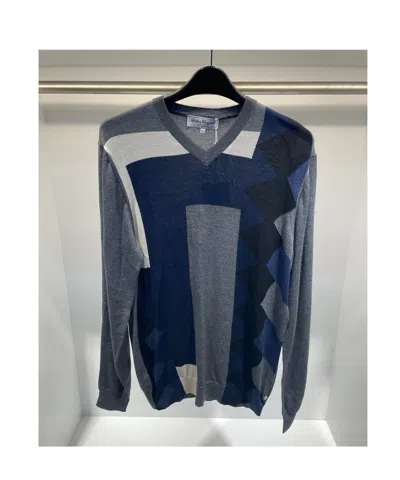 Ferragamo V-neck Long-sleeved Sweater In Black