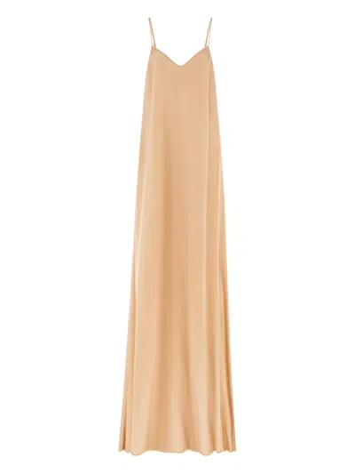 Ferragamo V-neck Maxi Dress In Orange