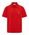 Ferragamo V-neck Polo With Jacquard Pocket Detail In Red
