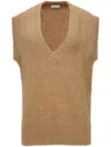 Ferragamo V-neck Ribbed Vest In Neutrals