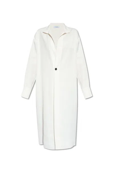 Ferragamo V-neck Shirt Dress In White