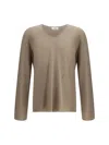 Ferragamo V-neck Sweater With Long Sleeves In Neutral