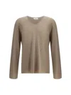 Ferragamo V-neck Sweater With Long Sleeves In Neutral