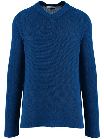 Ferragamo V-neck Sweater In Blue