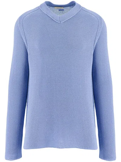 Ferragamo V-neck Sweater In Blue