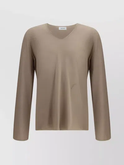 Ferragamo V-neck Sweater With Long Sleeves In Neutral