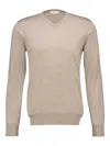 Ferragamo V-neck Wool Sweater In Brown