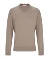 Ferragamo V-neck Wool Sweater In Brown