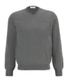 Ferragamo V-neck Wool Sweater In Gray
