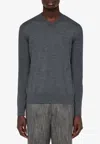 Ferragamo V-neck Charcoal Wool Sweater In Gray
