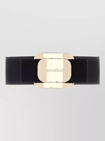 Ferragamo V Plate Bow Design Metallic Brooch Pin