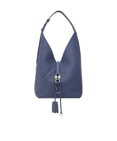 Ferragamo V-shaped Hobo Bag (m) In Gray