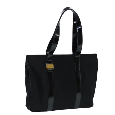 Pre-owned Ferragamo Vala Canvas Canvas Tote Bag Bag () In Black