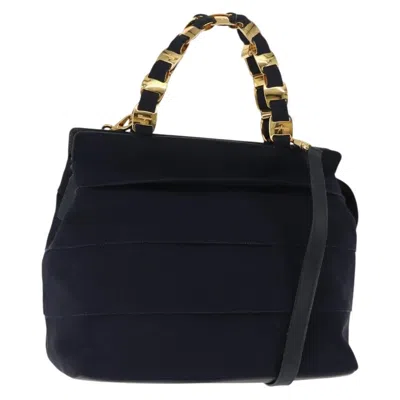 Pre-owned Ferragamo Vala Handbag Canvas Canvas Handbag () In Blue
