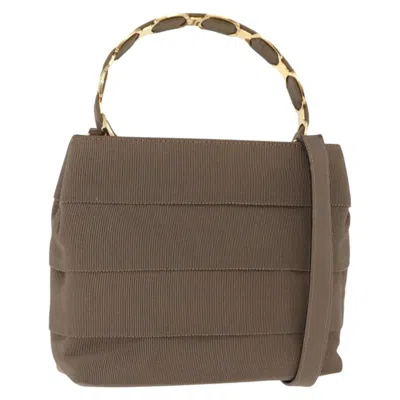 Pre-owned Ferragamo Vala Handbag Canvas Canvas Handbag () In Sand