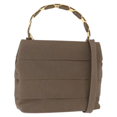Pre-owned Ferragamo Vala Handbag Canvas Canvas Handbag () In Sand