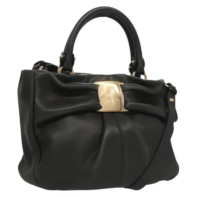 Pre-owned Ferragamo Vala Handbag Leather Leather Handbag () In Black