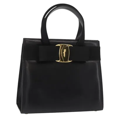 Pre-owned Ferragamo Vala Handbag Leather Leather Handbag () In Black