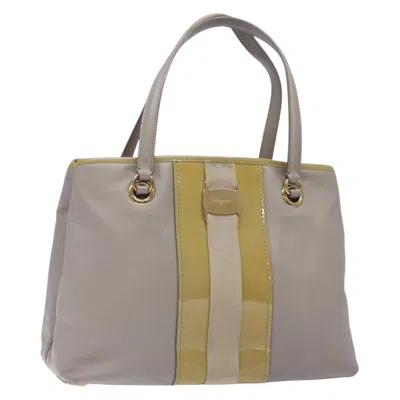 Pre-owned Ferragamo Vala Handbag Leather Leather Handbag () In Gray