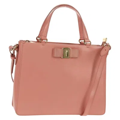 Pre-owned Ferragamo Vala Handbag Leather Leather Handbag () In Pink