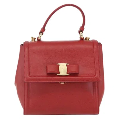 Pre-owned Ferragamo Vala Handbag Leather Leather Handbag () In Red