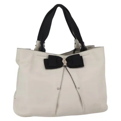 Pre-owned Ferragamo Vala Handbag Leather Leather Handbag () In White