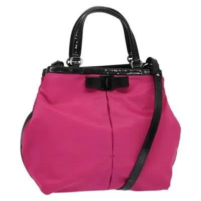 Pre-owned Ferragamo Vala Handbag Nylon Nylon Handbag () In Pink