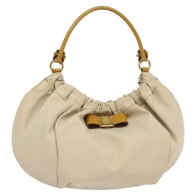 Pre-owned Ferragamo Vala Handbag Nylon Nylon Handbag () In Sand