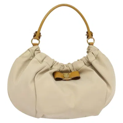 Pre-owned Ferragamo Vala Handbag Nylon Nylon Handbag () In Sand