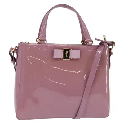 Pre-owned Ferragamo Vala Handbag Patent Leather Patent_leather Handbag () In Purple