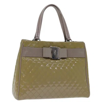 Pre-owned Ferragamo Vala Handbag Patent Leather Patent_leather Handbag () In Sand
