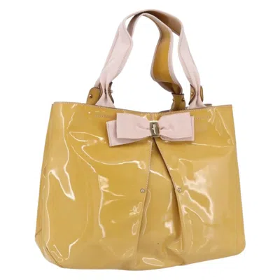 Pre-owned Ferragamo Vala Handbag Patent Leather Patent_leather Handbag () In Yellow