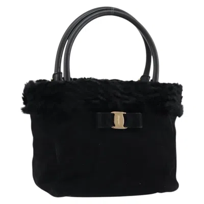 Pre-owned Ferragamo Vala Handbag Suede Suede Handbag () In Black