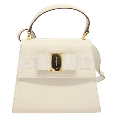 Pre-owned Ferragamo Vala Leather Handbag () In White