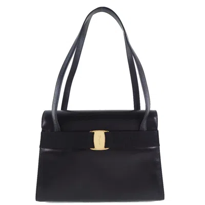 Pre-owned Ferragamo Vala Pony-style Calfskin Shoulder Bag () In Black