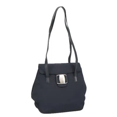 Pre-owned Ferragamo Vala Shoulder Bag Canvas Canvas Bag () In Black