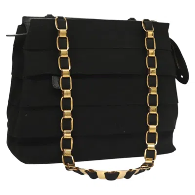 Pre-owned Ferragamo Vala Shoulder Bag Canvas Canvas Shoulder Bag Bag () In Black