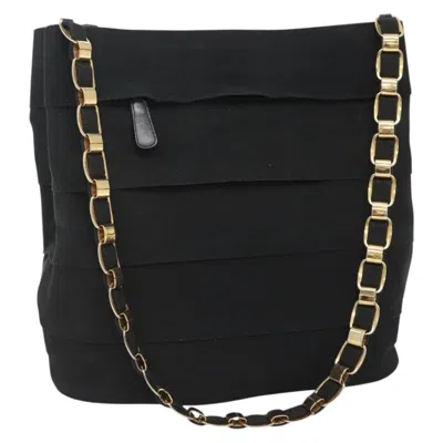 Pre-owned Ferragamo Vala Shoulder Bag Canvas Canvas Shoulder Bag Bag () In Black